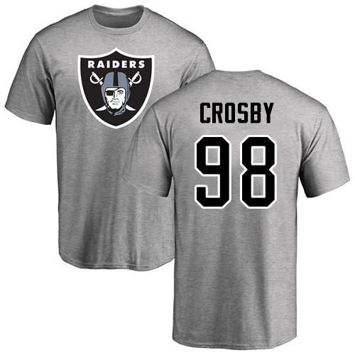 Men Oakland Raiders Ash Maxx Crosby Name and Number Logo NFL Football #98 T Shirt->oakland raiders->NFL Jersey